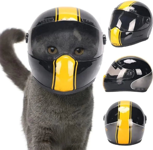 TTMIMIK Pet Full Face Motorcycle Helmet Outdoor Motorcycle Bike Riding Helmet Cat Motorcycle Helmet Hat for Cat Dog Doggie Puppy Kitten Helmet Pet Supplies Racing Small Gift (Black)